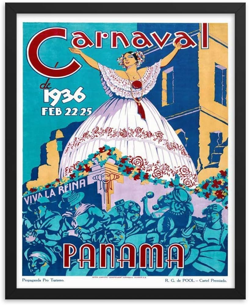 Amazon.com: Póster vintage Panamá 0390 - Póster enmarcado de papel